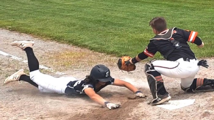 Baseball third player base helmet slides alamy wearing college into