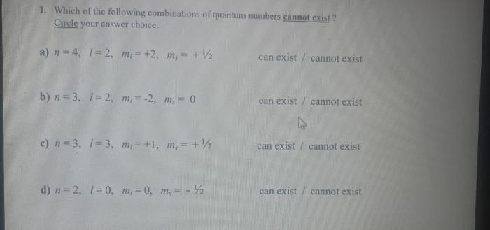 Select the acceptable sets of quantum numbers in an atom.